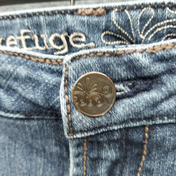 Womens Refuge Jeans Size 7R Solid Blue Straight Leg Regular Fit Denim Pants - Picture 9 of 16